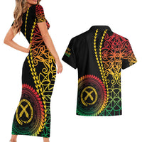 Proudly Ni-Van Sandroing Inspired Classic Style Couples Matching Short Sleeve Bodycon Dress and Hawaiian Shirt
