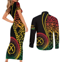 Proudly Ni-Van Sandroing Inspired Classic Style Couples Matching Short Sleeve Bodycon Dress and Long Sleeve Button Shirt