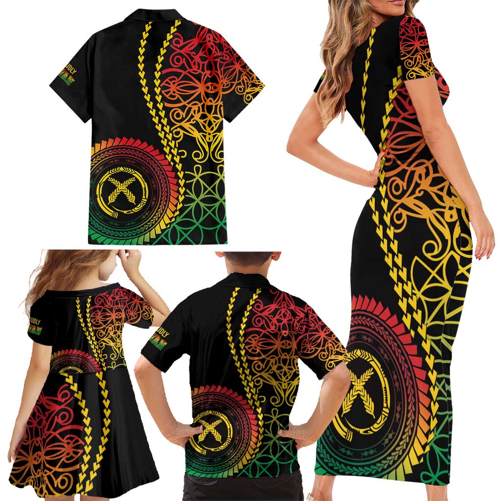 Proudly Ni-Van Sandroing Inspired Classic Style Family Matching Short Sleeve Bodycon Dress and Hawaiian Shirt