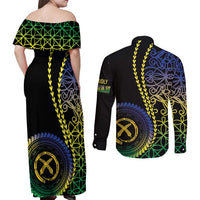 Proudly Ni-Van Sandroing Inspired Couples Matching Off Shoulder Maxi Dress and Long Sleeve Button Shirt Malampa Classic Style LT7 - Polynesian Pride