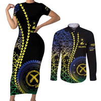 Proudly Ni-Van Sandroing Inspired Couples Matching Short Sleeve Bodycon Dress and Long Sleeve Button Shirt Malampa Classic Style