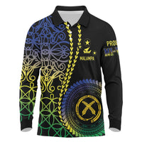 Proudly Ni-Van Sandroing Inspired Long Sleeve Polo Shirt Malampa Classic Style LT7 Colorful - Polynesian Pride