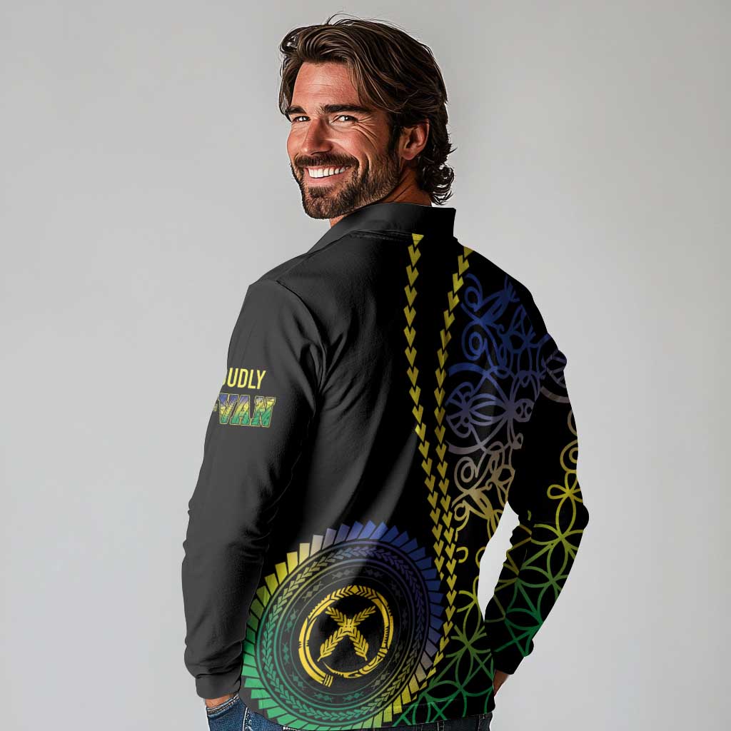 Proudly Ni-Van Sandroing Inspired Long Sleeve Polo Shirt Malampa Classic Style LT7 - Polynesian Pride