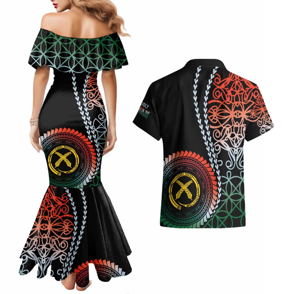 Proudly Ni-Van Sandroing Inspired Couples Matching Mermaid Dress and Hawaiian Shirt Penama Classic Style
