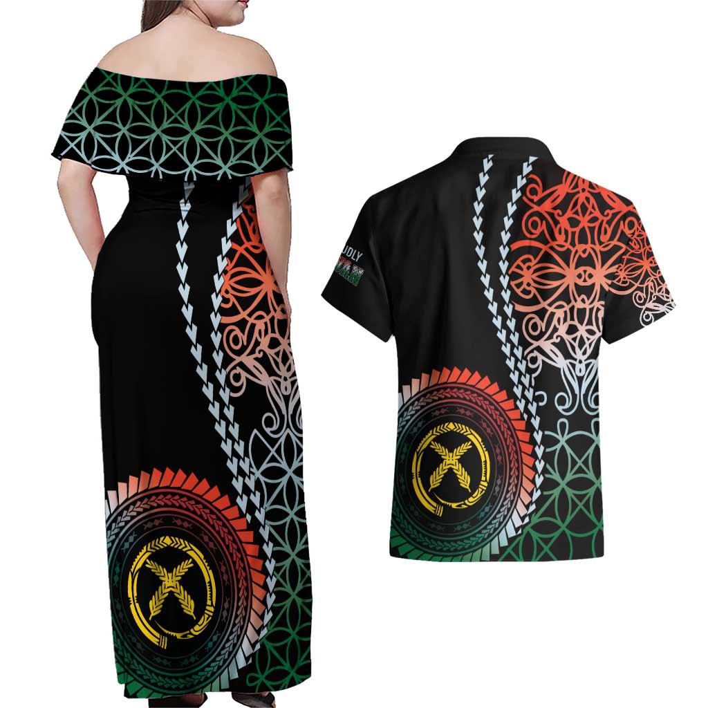 Proudly Ni-Van Sandroing Inspired Couples Matching Off Shoulder Maxi Dress and Hawaiian Shirt Penama Classic Style