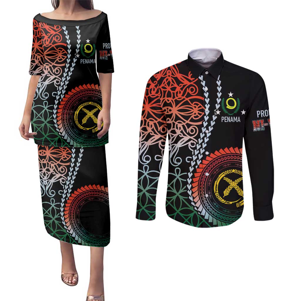 Proudly Ni-Van Sandroing Inspired Couples Matching Puletasi and Long Sleeve Button Shirt Penama Classic Style