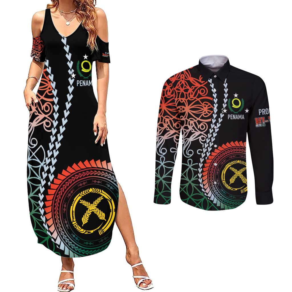 Proudly Ni-Van Sandroing Inspired Couples Matching Summer Maxi Dress and Long Sleeve Button Shirt Penama Classic Style