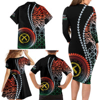 Proudly Ni-Van Sandroing Inspired Family Matching Long Sleeve Bodycon Dress and Hawaiian Shirt Penama Classic Style