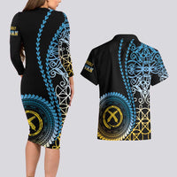 Proudly Ni-Van Sandroing Inspired Couples Matching Long Sleeve Bodycon Dress and Hawaiian Shirt Sanma Classic Style