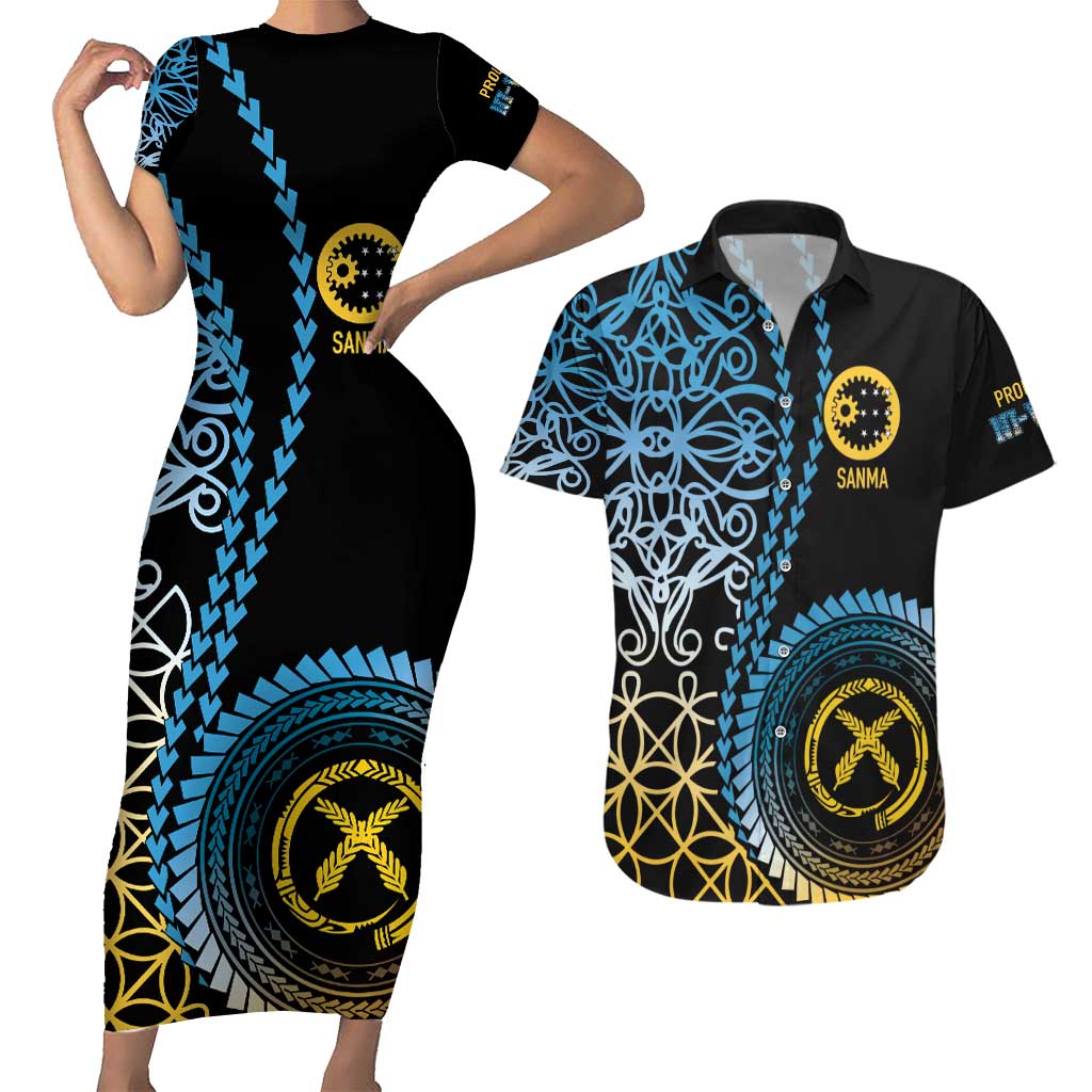 Proudly Ni-Van Sandroing Inspired Couples Matching Short Sleeve Bodycon Dress and Hawaiian Shirt Sanma Classic Style