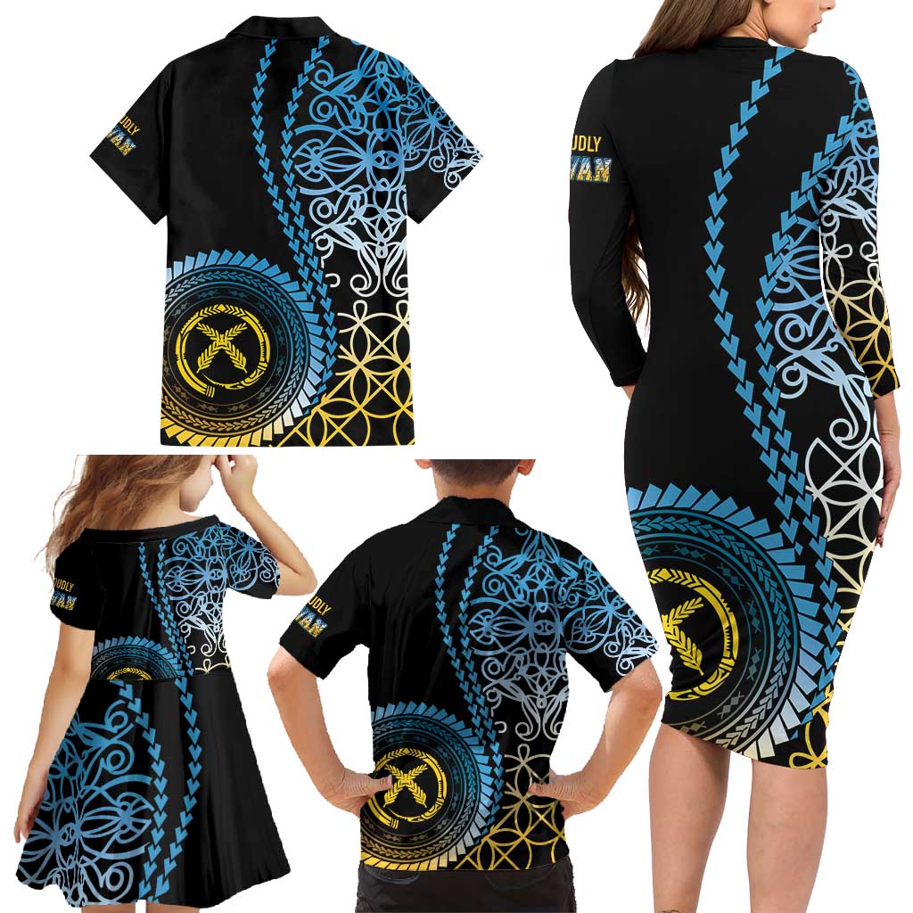 Proudly Ni-Van Sandroing Inspired Family Matching Long Sleeve Bodycon Dress and Hawaiian Shirt Sanma Classic Style