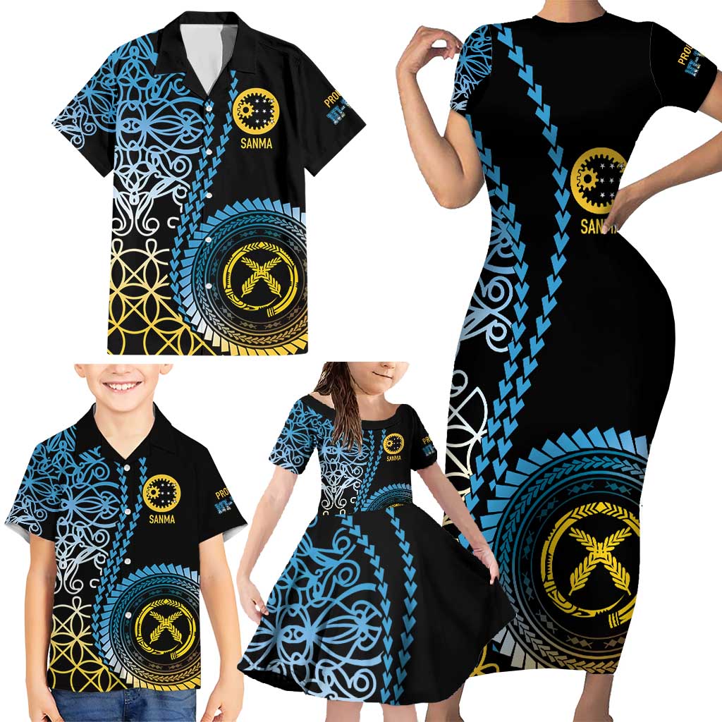 Proudly Ni-Van Sandroing Inspired Family Matching Short Sleeve Bodycon Dress and Hawaiian Shirt Sanma Classic Style