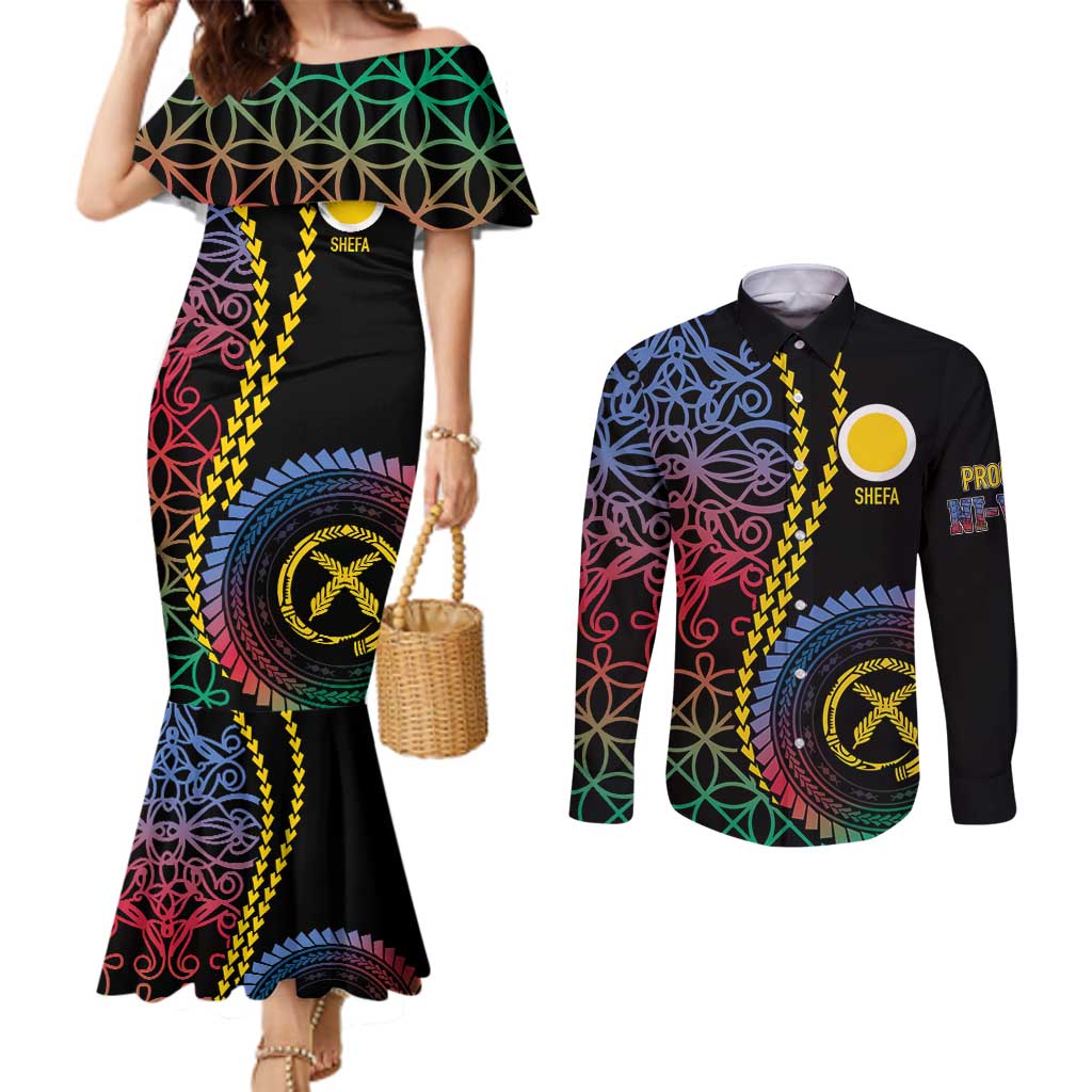 Proudly Ni-Van Sandroing Inspired Couples Matching Mermaid Dress and Long Sleeve Button Shirt Shefa Classic Style