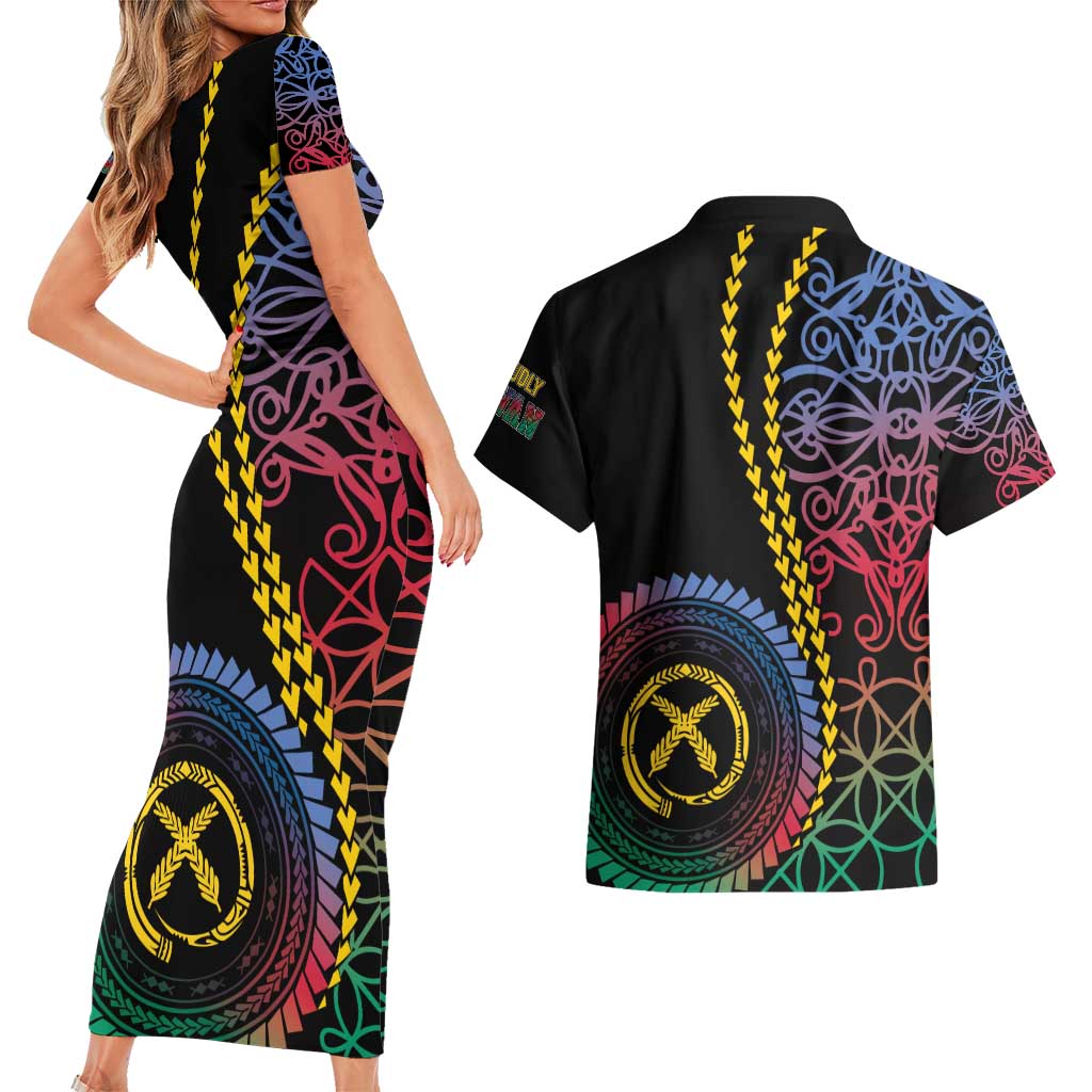 Proudly Ni-Van Sandroing Inspired Couples Matching Short Sleeve Bodycon Dress and Hawaiian Shirt Shefa Classic Style