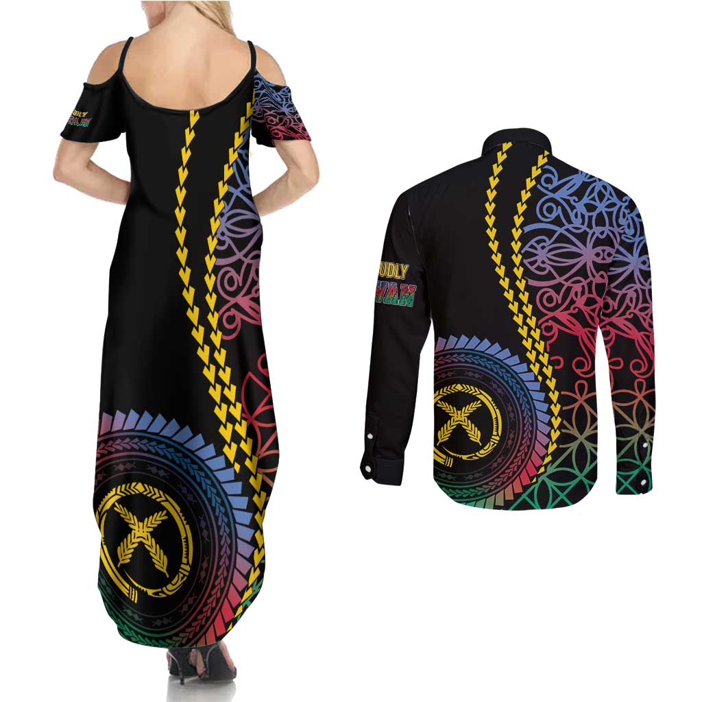 Proudly Ni-Van Sandroing Inspired Couples Matching Summer Maxi Dress and Long Sleeve Button Shirt Shefa Classic Style