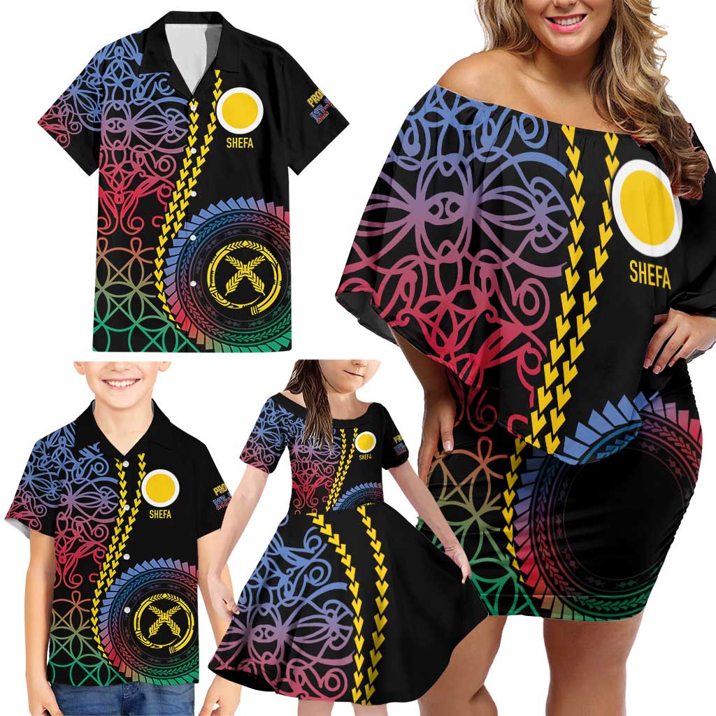 Proudly Ni-Van Sandroing Inspired Family Matching Off Shoulder Short Dress and Hawaiian Shirt Shefa Classic Style