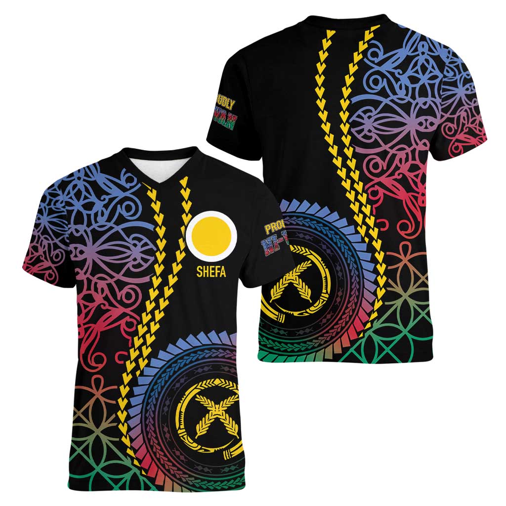 Proudly Ni-Van Sandroing Inspired Women V-Neck T-Shirt Shefa Classic Style LT7 - Polynesian Pride