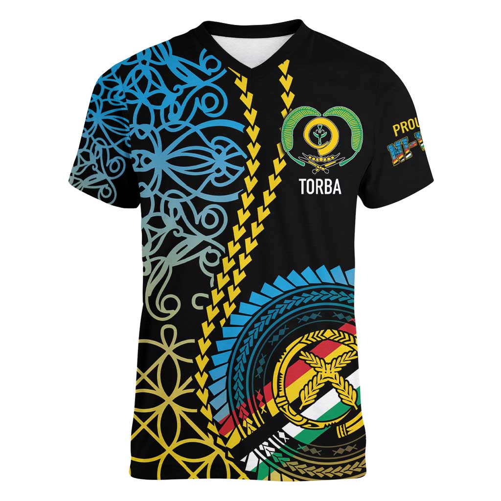 Proudly Ni-Van Sandroing Inspired Women V-Neck T-Shirt Torba Classic Style LT7 Female Colorful - Polynesian Pride