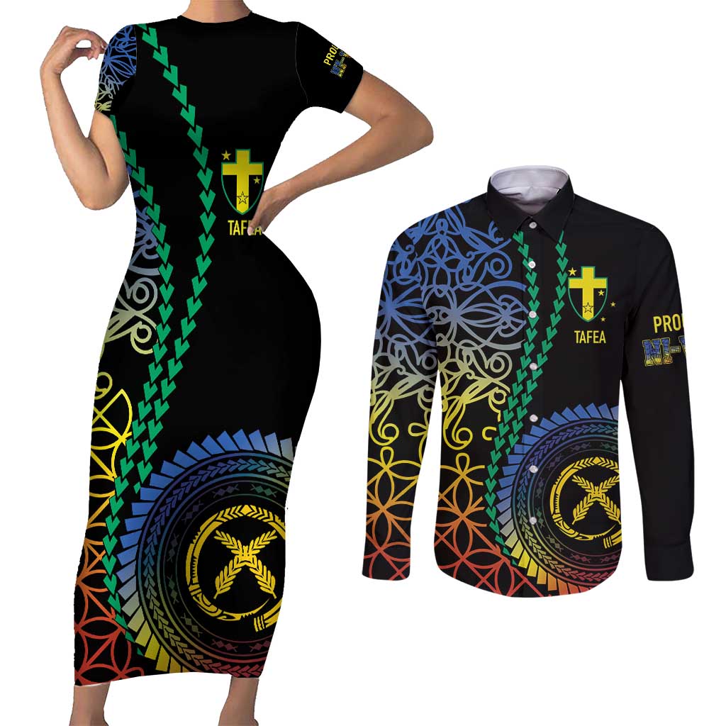 Proudly Ni-Van Sandroing Inspired Couples Matching Short Sleeve Bodycon Dress and Long Sleeve Button Shirt Tafea Classic Style