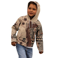 Bula Fiji Kid Hoodie Shark Tail Beige Masi Tapa