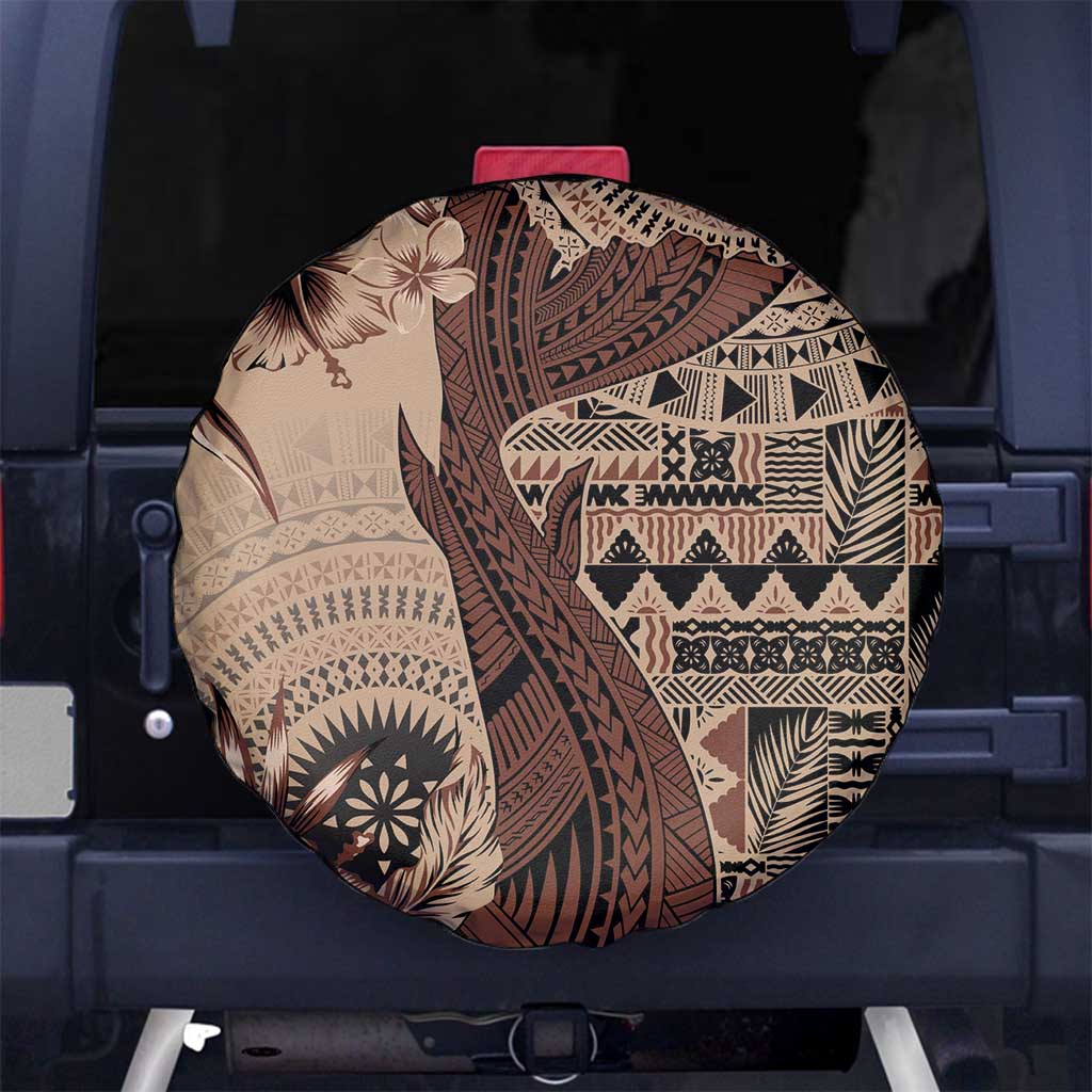 Bula Fiji Spare Tire Cover Shark Tail Beige Masi Tapa
