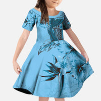 Bula Fiji Family Matching Summer Maxi Dress and Hawaiian Shirt Shark Tail Turquoise Masi Tapa