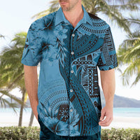 Bula Fiji Hawaiian Shirt Shark Tail Turquoise Masi Tapa