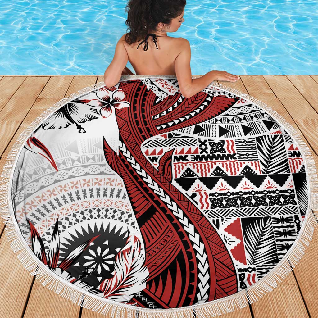 Bula Fiji Beach Blanket Shark Tail White Masi Tapa