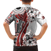 Bula Fiji Family Matching Puletasi and Hawaiian Shirt Shark Tail White Masi Tapa