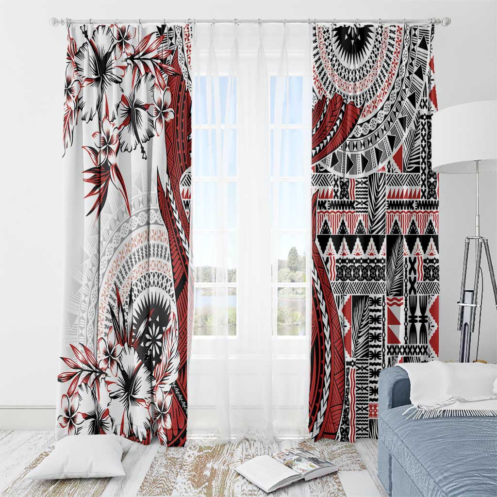 Bula Fiji Window Curtain Shark Tail White Masi Tapa