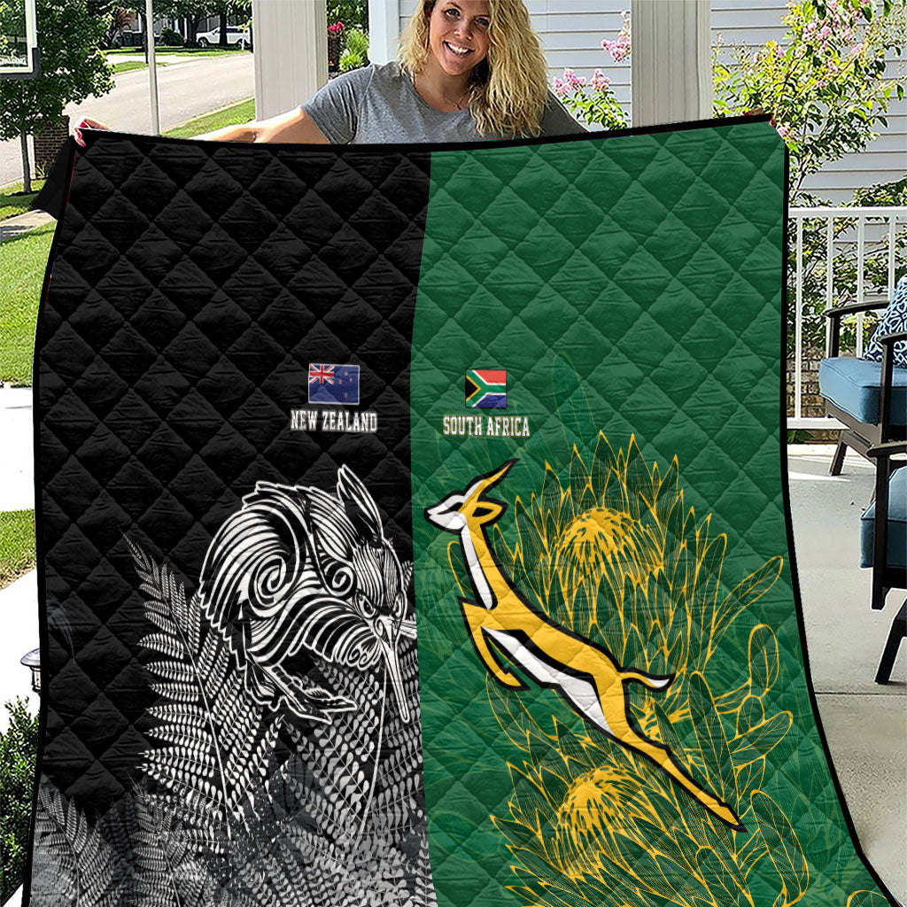 New Zealand - South Africa Greatest Rivals Rugby Quilt Kiwi Vs Bokke LT7 Multicolor - Polynesian Pride