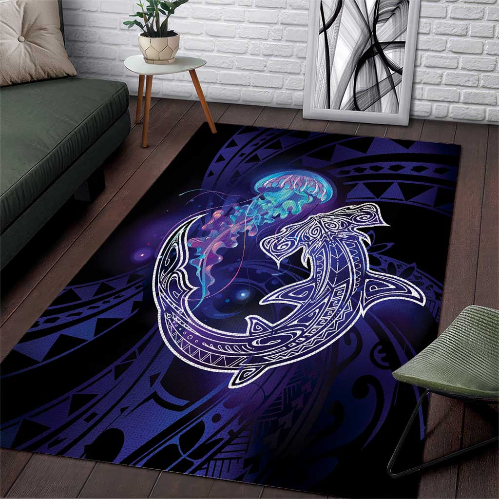 Polynesian Aumakua Area Rug Jellyfish with Shark - Polynesian Pride