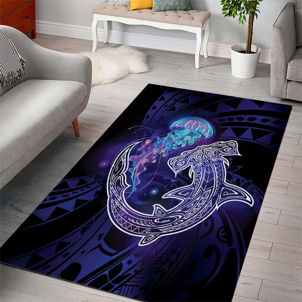 Polynesian Aumakua Area Rug Jellyfish with Shark - Polynesian Pride