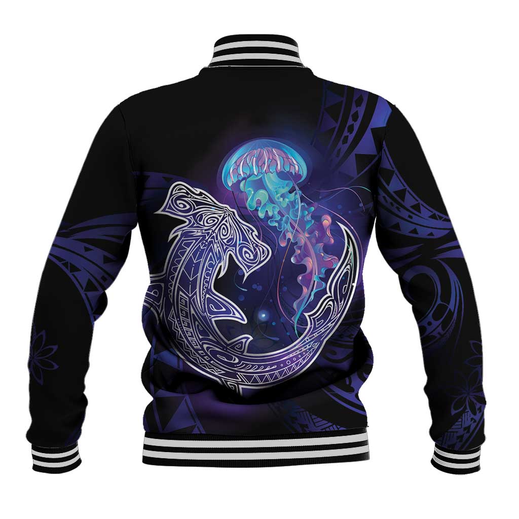 Polynesian Aumakua Baseball Jacket Jellyfish with Shark - Polynesian Pride
