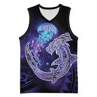 Polynesian Aumakua Basketball Jersey Jellyfish with Shark - Polynesian Pride