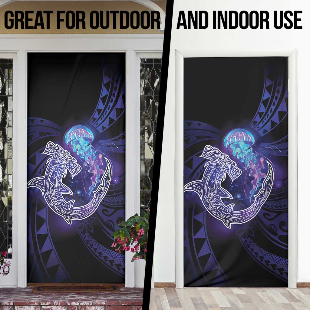 Polynesian Aumakua Door Cover Jellyfish with Shark - Polynesian Pride