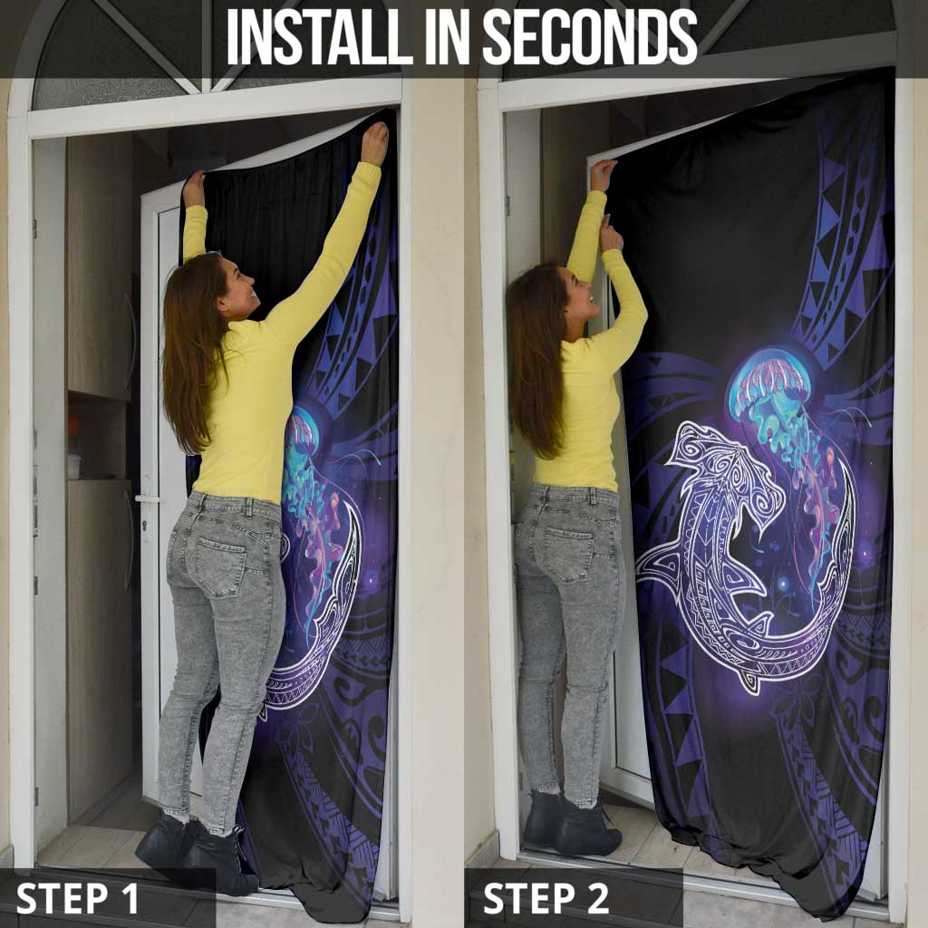 Polynesian Aumakua Door Cover Jellyfish with Shark - Polynesian Pride
