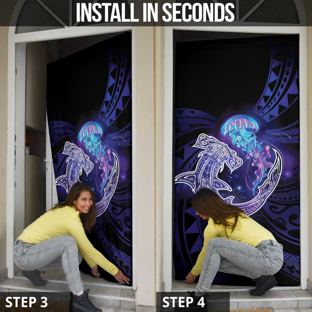 Polynesian Aumakua Door Cover Jellyfish with Shark - Polynesian Pride