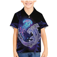 Polynesian Aumakua Family Matching Mermaid Dress and Hawaiian Shirt Jellyfish with Shark - Polynesian Pride