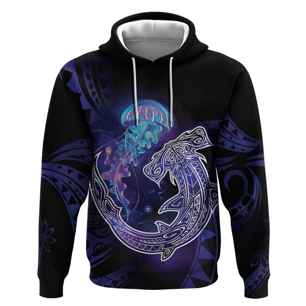 Polynesian Aumakua Hoodie Jellyfish with Shark - Polynesian Pride