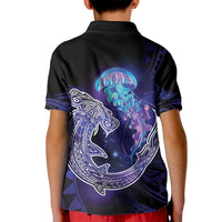 Polynesian Aumakua Kid Polo Shirt Jellyfish with Shark - Polynesian Pride