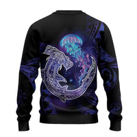 Polynesian Aumakua Ugly Christmas Sweater Jellyfish with Shark - Polynesian Pride