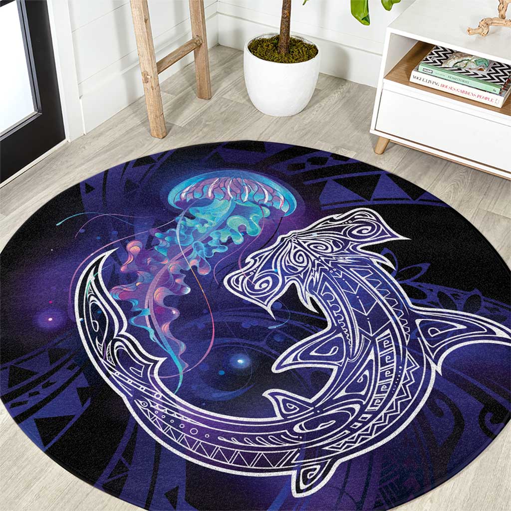 Polynesian Aumakua Round Carpet Jellyfish with Shark - Polynesian Pride