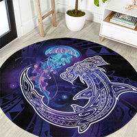 Polynesian Aumakua Round Carpet Jellyfish with Shark - Polynesian Pride