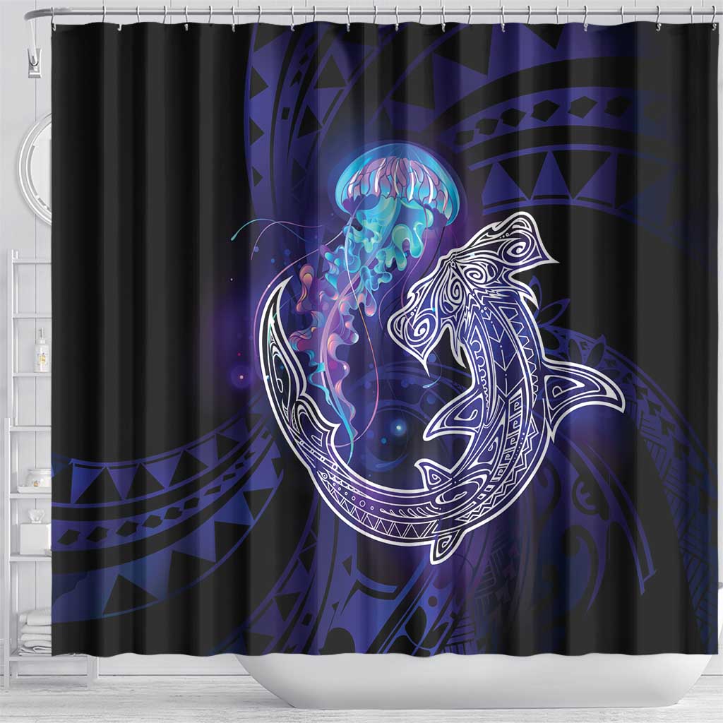 Polynesian Aumakua Shower Curtain Jellyfish with Shark - Polynesian Pride