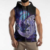 Polynesian Aumakua Sleeveless Zip Hoodie Jellyfish with Shark - Polynesian Pride