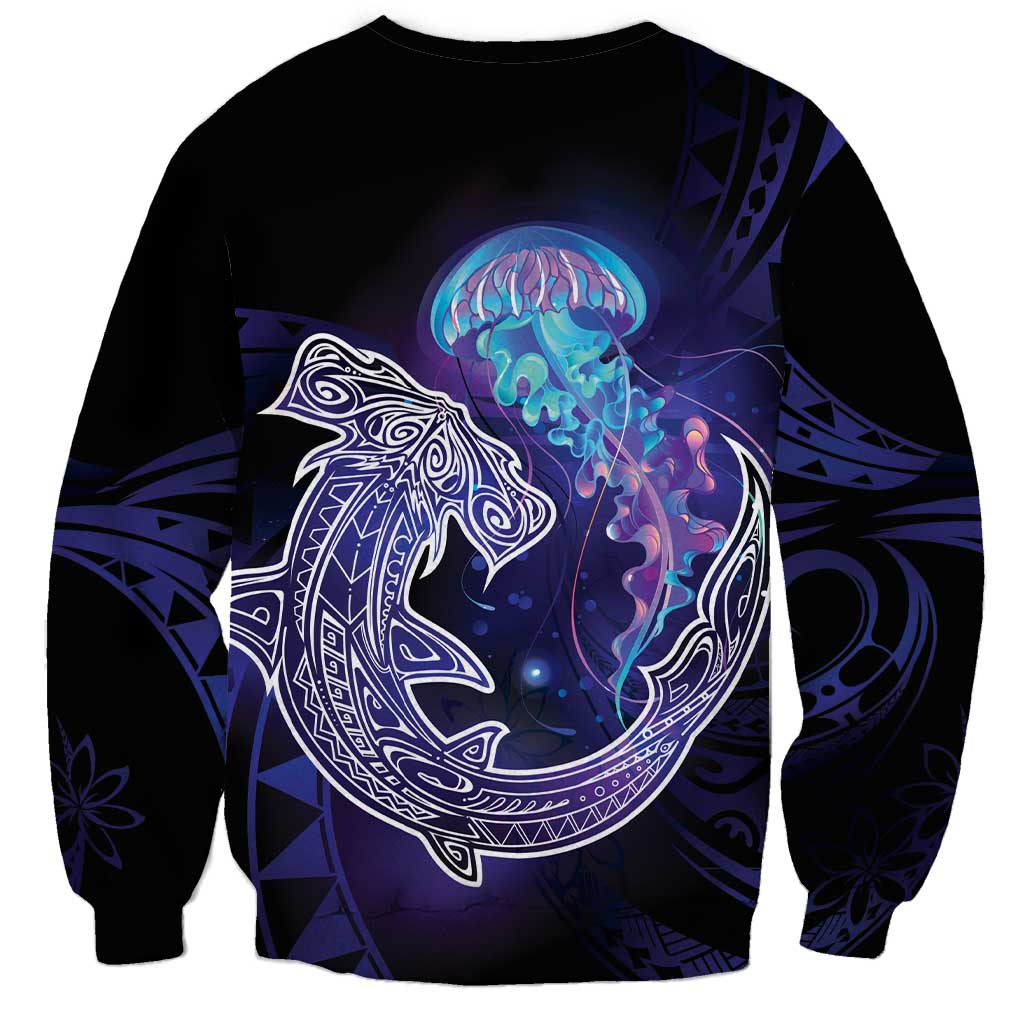 Polynesian Aumakua Sweatshirt Jellyfish with Shark - Polynesian Pride