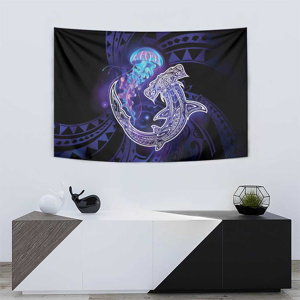 Polynesian Aumakua Tapestry Jellyfish with Shark - Polynesian Pride