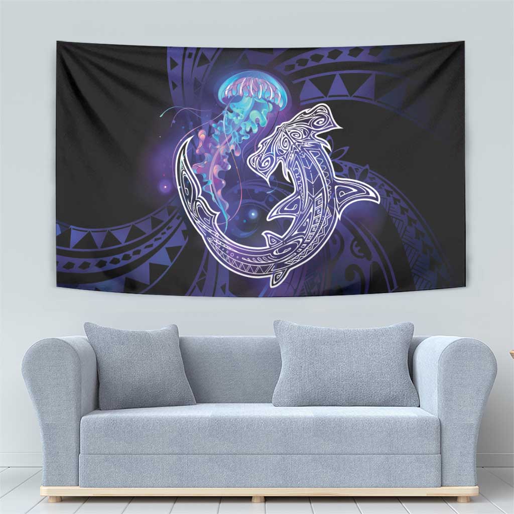 Polynesian Aumakua Tapestry Jellyfish with Shark - Polynesian Pride