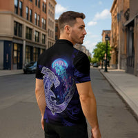 Polynesian Aumakua Zipper Polo Shirt Jellyfish with Shark - Polynesian Pride